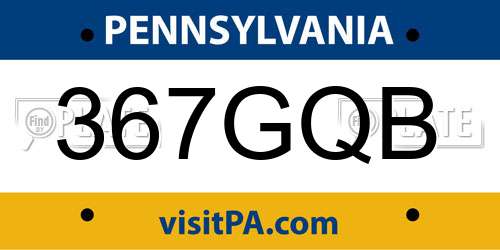 367GQB Pennsylvania License Plate