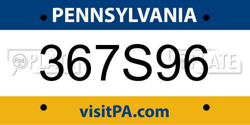 367S96 Pennsylvania License Plate