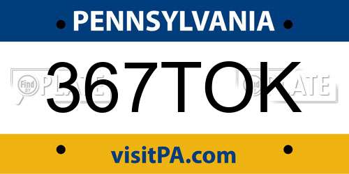 367TOK Pennsylvania License Plate