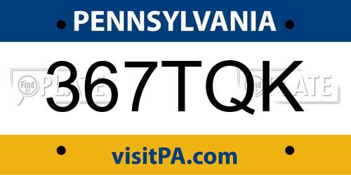 367TQK Pennsylvania License Plate