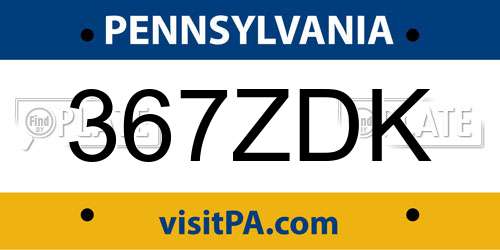 367ZDK Pennsylvania License Plate