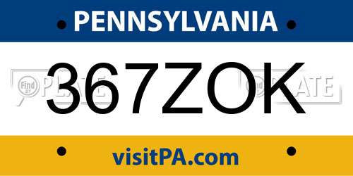 367ZOK Pennsylvania License Plate