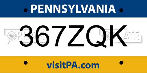 367ZQK Pennsylvania License Plate
