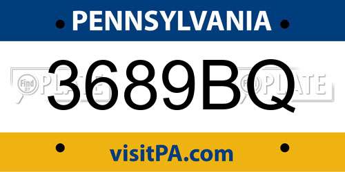 3689BQ Pennsylvania License Plate