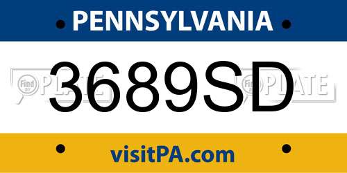 3689SD Pennsylvania License Plate