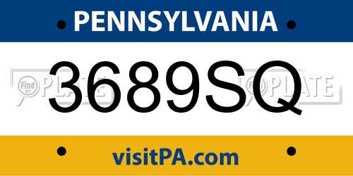 3689SQ Pennsylvania License Plate