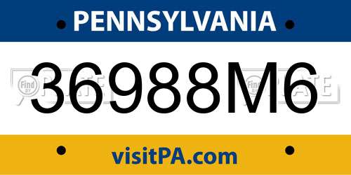 36988M6 Pennsylvania License Plate