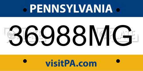 36988MG Pennsylvania License Plate