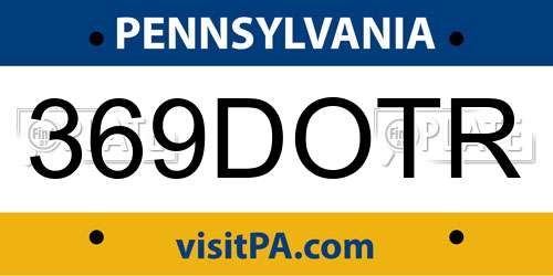 369DOTR Pennsylvania License Plate