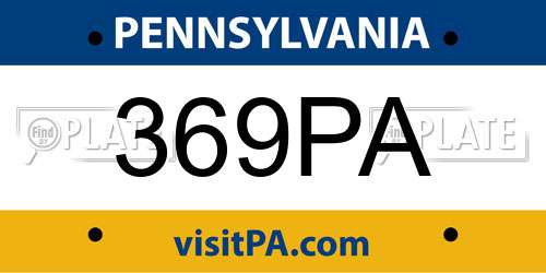 369PA Pennsylvania License Plate