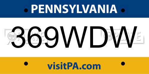 369WDW Pennsylvania License Plate