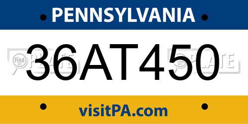 36AT450 Pennsylvania License Plate