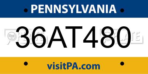 36AT480 Pennsylvania License Plate