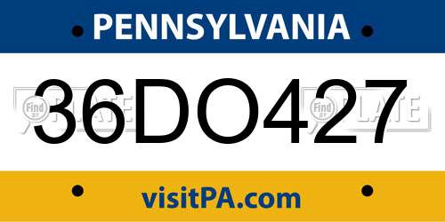 36DO427 Pennsylvania License Plate