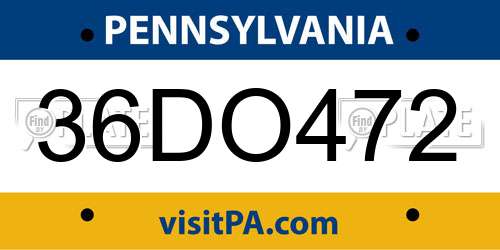 36DO472 Pennsylvania License Plate