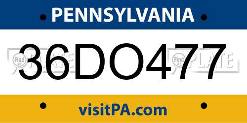 36DO477 Pennsylvania License Plate