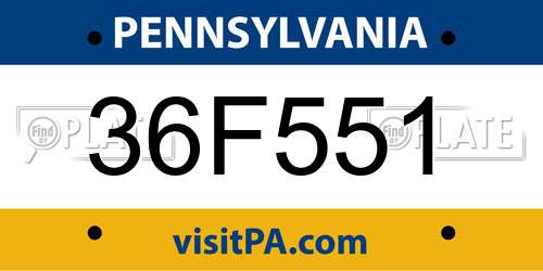 36F551 Pennsylvania License Plate