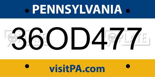 36OD477 Pennsylvania License Plate