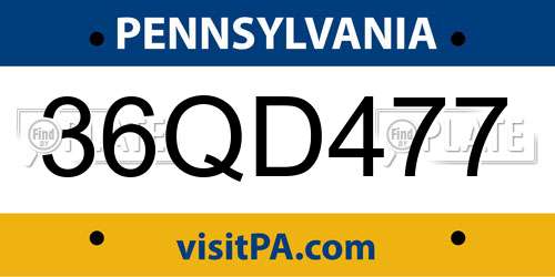 36QD477 Pennsylvania License Plate