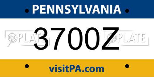 3700Z Pennsylvania License Plate