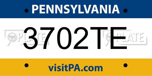 3702TE Pennsylvania License Plate