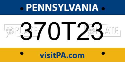 370T23 Pennsylvania License Plate