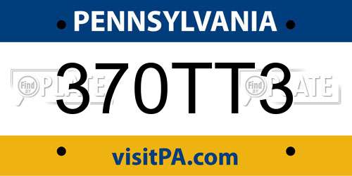 370TT3 Pennsylvania License Plate