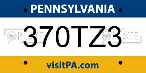 370TZ3 Pennsylvania License Plate
