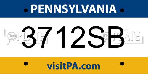 3712SB Pennsylvania License Plate