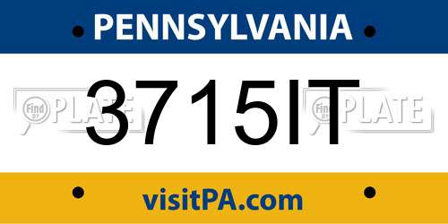 3715IT Pennsylvania License Plate