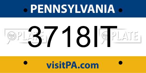 3718IT Pennsylvania License Plate