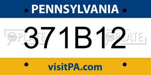 371B12 Pennsylvania License Plate