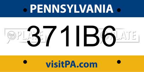371IB6 Pennsylvania License Plate