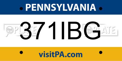 371IBG Pennsylvania License Plate