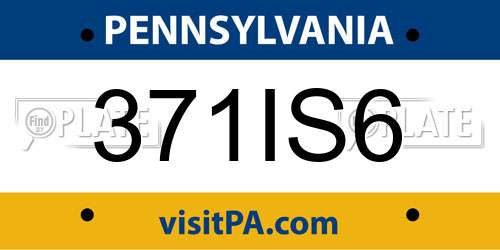 371IS6 Pennsylvania License Plate