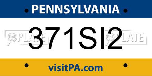 371SI2 Pennsylvania License Plate