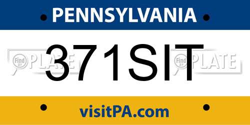 371SIT Pennsylvania License Plate