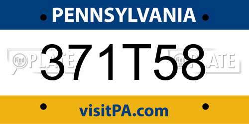371T58 Pennsylvania License Plate