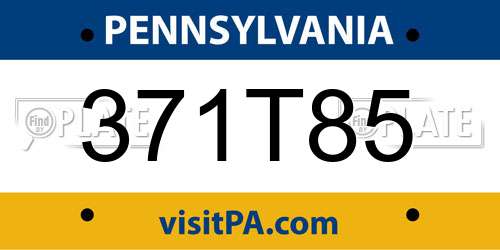 371T85 Pennsylvania License Plate