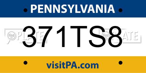 371TS8 Pennsylvania License Plate