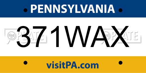 371WAX Pennsylvania License Plate
