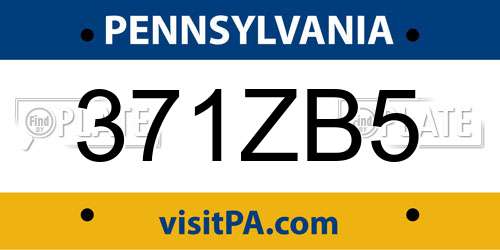 371ZB5 Pennsylvania License Plate