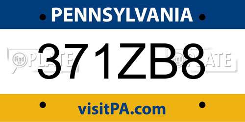 371ZB8 Pennsylvania License Plate