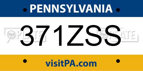 371ZSS Pennsylvania License Plate