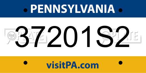 37201S2 Pennsylvania License Plate