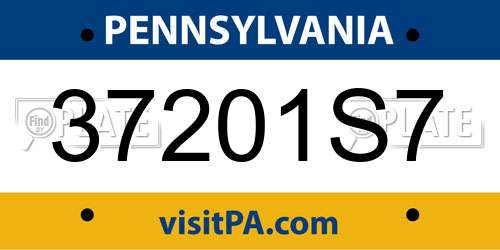 37201S7 Pennsylvania License Plate