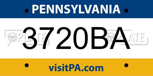 3720BA Pennsylvania License Plate