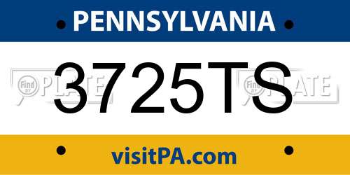 3725TS Pennsylvania License Plate