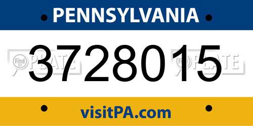 3728015 Pennsylvania License Plate