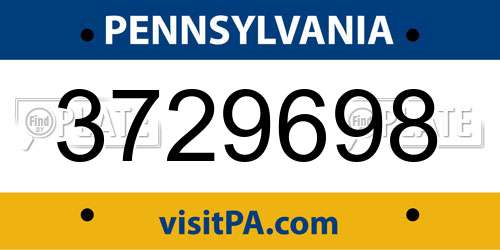 3729698 Pennsylvania License Plate